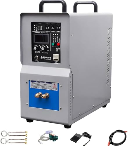 Drmoxin Industrial Induction Forge Furnace 15KW-Quenching & Welding Furnace- High Frequency 30-100KHz,Steel/Gold/Silver/Copper Melting, Bolt Heating, Brazing Tool with Water Temperature Protection