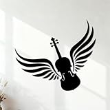 Wandaufkleber PVC Musikinstrumentengeschäft „Winged Violin“ 51x57.5cm Ladendekoration Schwarz
