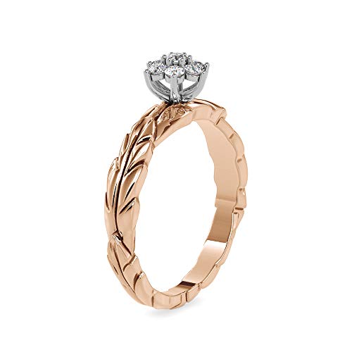 Vvs Certified Leaf Shape Ring In 14K White/Yellow/Rose Gold With 7 Round Natural Diamonds Wedding Band Ring For Men/Women | Bridal Ring For Her | Couple Promise Ring For Women (0.18 Ct, Ij-Si) #TOP1