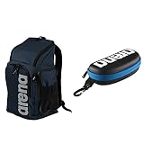ARENA Unisex – Erwachsene Schwimm Sport Rucksack 45L Team, blau, NS & Unisex Schwimmbrillenetui, Schwarz/Weiß/Royal, Einheitsgröße