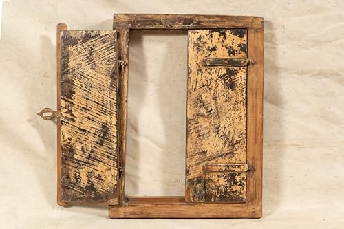 Biscottini Innentür Fenster L 44,5 x T 7,5 x H 58,5 cm - Holztür - Türen für Innen und Außen - Wohnkultur