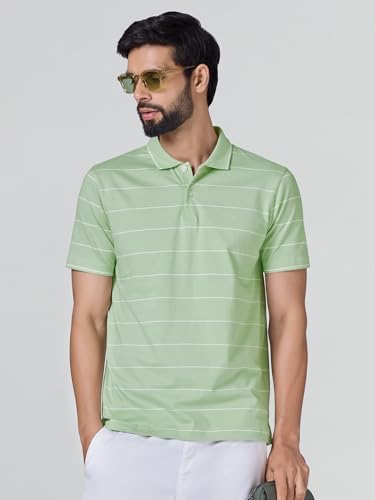Image of XYXX Iinea Men's Stripe Cotton T-Shirt | Polo Collor Tshirts | Half Sleeves | Stripe-Slim Fit