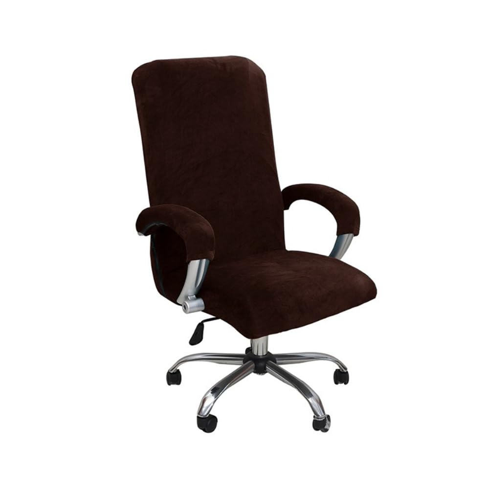 Rivestimento elasticizzato per sedia da ufficio, per computer, antipolvere, resistente all'usura, rimovibile, lavabile, per sedia da ufficio, per gaming, sedia da computer, marrone, XL