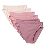 Amazon Essentials Women's Cotton Stretch High-cut Bikini Panty, Pack of 6, Dusty Rose/Rose/Pale Pink, Medium