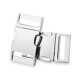 CooBigo 5 Pack Metal Side Release Buckle 1 Inch Dog Collar Buckles Clip for Harnesses Leather Strap Backpack Webbing - Silver (Inner Dia.25mm)