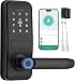 TEKXDD Cerradura Inteligente WIFI - 7 en 1 Fechadura Inteligente, Tuya App, IC Card, NFC, Huellas Dactilares, Contraseña Digital, Llave Mecánica,Biometric Smart Door Lock, Bloqueo Automático