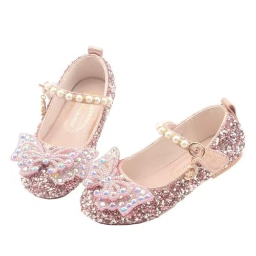 Girls Sparkle Princess Dress Shoes Bow Wedding Party Flower Bridesmaids Mary Jane Ballet Flats for Kid Toddler - Main Image