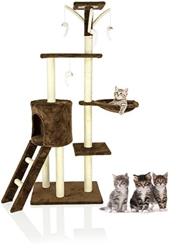 COZY PET Cat Tree Multi Level Scratcher Activity Centre Scratching Post Toys with Heavy Duty Sisal Cat Trees in Beige CT02.