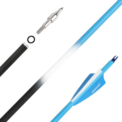 wolfman 30 Inches Archery Carbon Arrows Spine 500 Hunting Arrow Compound Arrow Recurve Arrow with 3" Feather Target Arrow for Recurve Bow Compound Bow (2 Blue 1 White) - Image 6