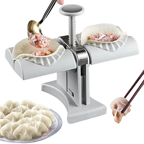 PEESHON Moules à Ravioli, Machine à Ravioli Automatique à Double Tête, Machine à Boulettes en Acier Inoxydable Pour Usage Domestique, Moule à Ravioli Automatique Pour Cuisine et Restaurant Cover