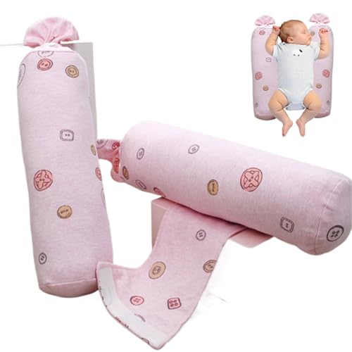 Almohada antivuelco para bebé 1 par de almohadas ajustables para dormir de lado para bebé, algodón suave en forma de caramelo, posicionador de sueño para bebé, almohada extraíble y lavable para abrazo