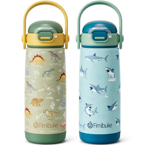 Fimibuke 18oz Kids Water Bottle Insulated Stainless Steel Toddler Cup 2 PCS