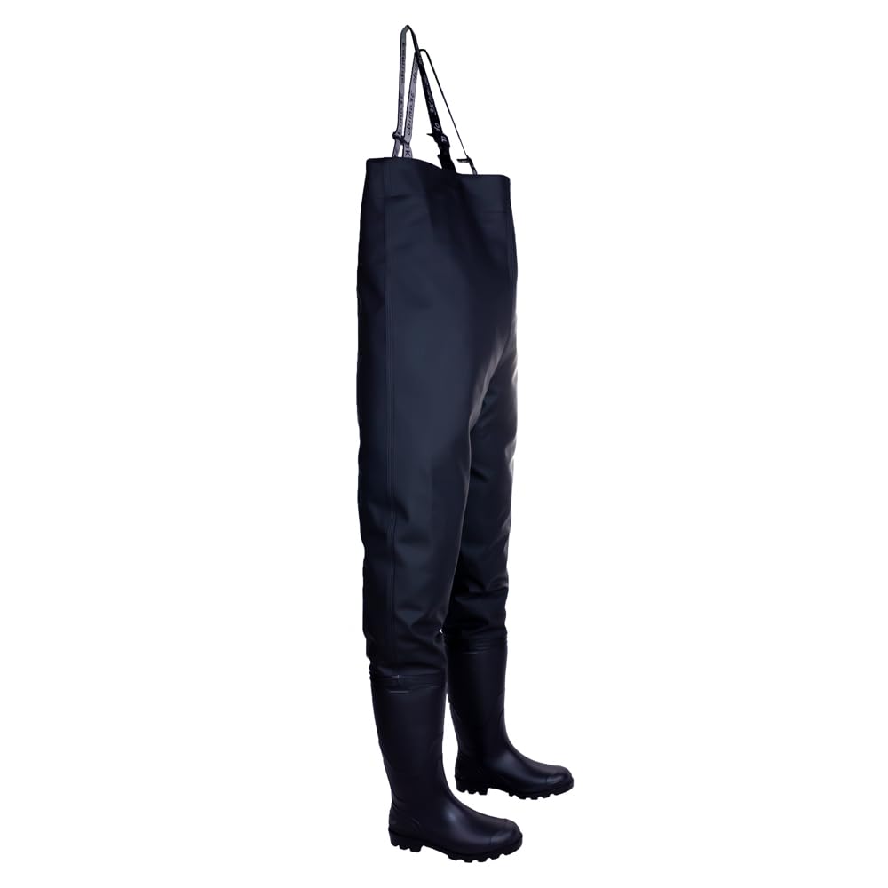 Trampolieri da Pesca Classic, Serie 680, Standard, Waders Pesca, Stivali da Pesca, Stivale scafandro, Colore: Nero, Verde 39-47EU