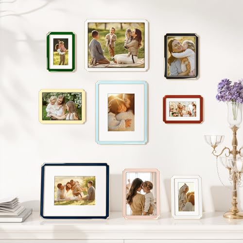 RICHFOCUS 4x6 Enamel Picture Frame with HD-Tempered Glass, Display 3x5 Photo with Mat, Ornate Photo Frame with Metal Edge & Velvet Back for Tabletop & Wall Mount Vertically or Horizontally, Black by RICHFOCUS - Image 8