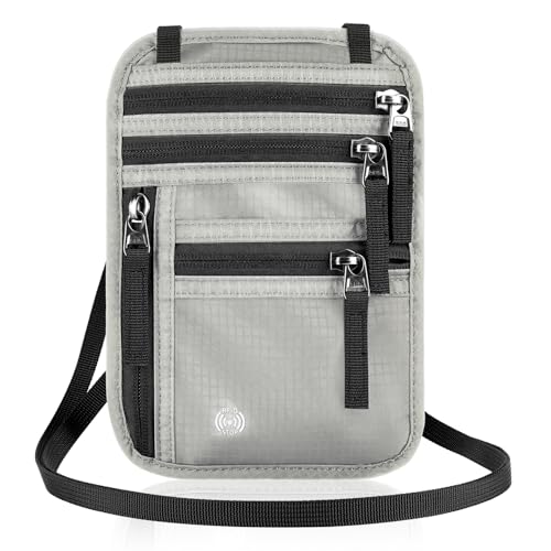 Pochette Tour de Cou Voyage Accessoires avec Bloqueur RFID...