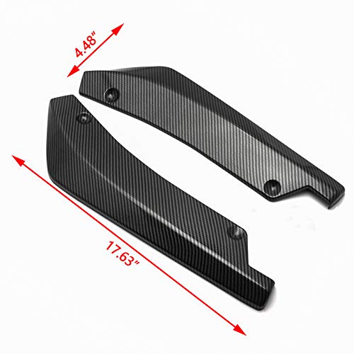 Xotic Tech Jdm Rear Bumper Canard Diffuser Splitter Valence Spoiler Fin Lip Trim Universal Fit (Carbon Fiber Pattern) 4.48"X17.63" #TOP2