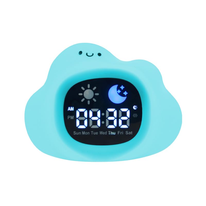 Longben Réveil animal mignon avec veilleuse, chat/chien/hibou/nuage/ours/dinosaure, horloge...