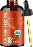 Maple Holistics Pumpkin Seed Oil Organic Certified - 100% Pure Organic Pumpkin Seed Oil for Hair and Anti Aging Face Oil - USDA Organic for Dry Hair and Volume - Virgin Cold Pressed & Unrefined (4oz)