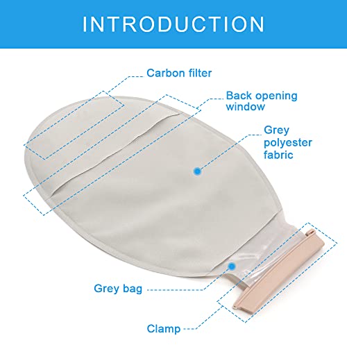 Ephimport Ostomy Bags,10Pcs Grey Colostomy Supplies,One Piece Drainable Ostomy Pouches For Colostomy Or Ileostomy Stoma Care, Max Cut 70Mm #TOP2
