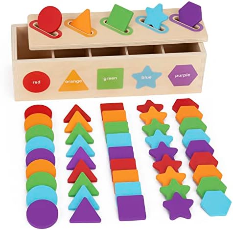 KMTJT Montessori Spielzeug ab 1 Jahr, Spielzeug ab 1 2 Jahre Mädchen Jungen | Farbe Sortierspiel Kinderspielzeug Motorikspielzeug Holzspielzeug ab 1 Jahr | Baby Spielzeug Geschenk