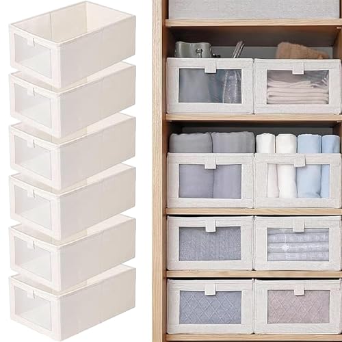 SAHRI 6 Pack Wardrobe Clothes Organizer Drawer Organizers and Storage Visible Drawer Organizers Foldable Closet Organizer Bins Storage Containers Organizing Clothing Jeans Book Shelves (6 PCS)