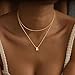 Thaivor Easter Basket Stuffers - Initial Necklaces for Women 14K Gold Plated Bubble Letter Necklace Layered Dainty Cute Choker Pendant Stack Jewelry Fashion Accessories Teen Trendy Gift