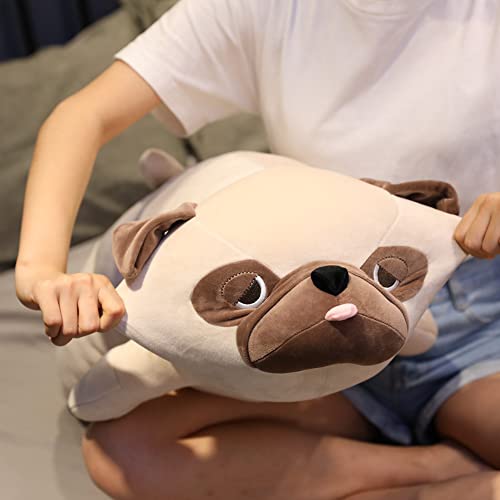 Mops Plüschtier,50cm Liegend Hund Kuscheltie Tier Kissen Niedliche Tier Puppe Flauschiges Stofftier,Cartoon Mops Kissen Gefüllt Plüsch Plüschtier Umarmungskissen Plüschkissen Spielzeug Geschenk