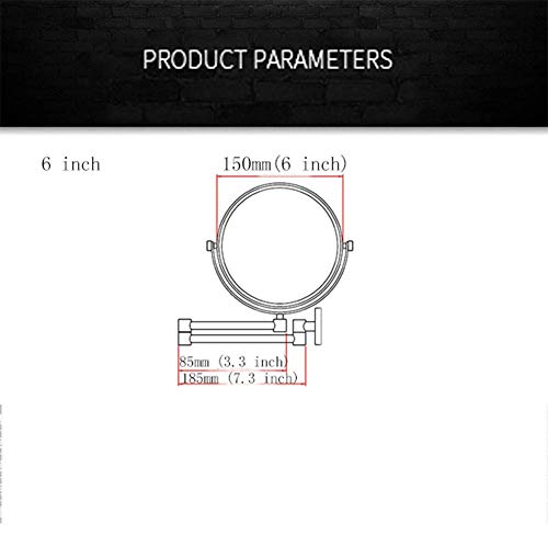 Miroir de maquillage mural double face rond de 15,2 cm extensible