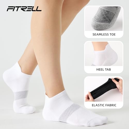 FITRELL 5-6 Pairs Ankle Running Socks for Women Athletic Cushioned Low Cut Tab Sports Socks3