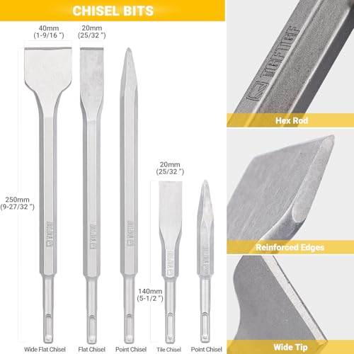 TGFTGF SDS Plus Drill Bit and Chisel Set