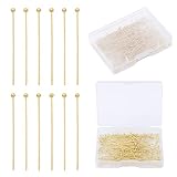 DADIFEN 14k Brass Gold Head Ball Pins 150 pcs Head Pins for Jewelry Making 1.57 Inch(40mm) 22 Gauge