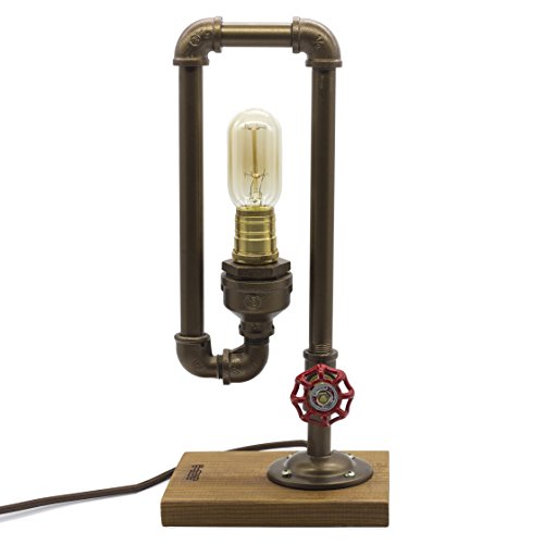 Y-Nut Loft Style Lamp, Different Thinker, Steampunk Industrial Vintage Style, Wood Base Metal Body, Table Desk Light With Dimmer, Ll-017 #TOP4