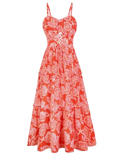 Image of GRACE KARIN 2026 Women's Spaghetti Vacation Sundress Summer Beach Flowy Boho Floral Maxi Dresses with Pockets