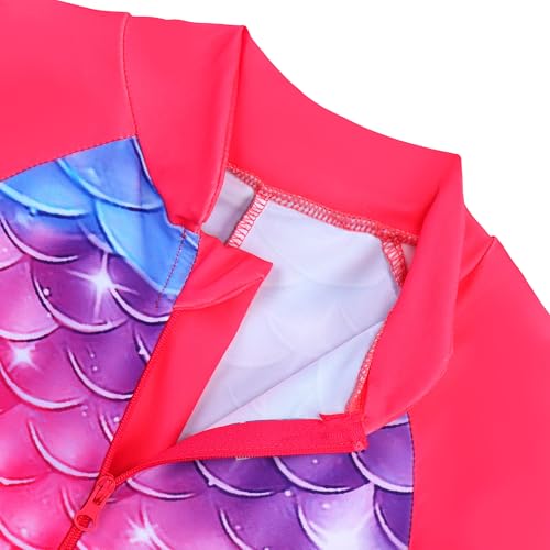 Image of TFJH E Girls Long Sleeve One Piece Swimsuit UPF 50+ Front Zipper Rash Guard Stirrup for Beach