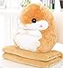 SNFHL Oreiller en Peluche Bébé Hamster, Couverture en Peluche Jouet en Peluche Oreiller Jouet Bébé, Décoration de Chambre d'enfant,1 Hamster Pillow + 1.7m Blanket-Coffee