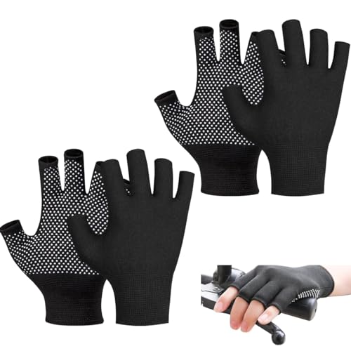 SGERUFZ Guanti da fitness senza dita, guanti da uomo, protezione solare a mezza dita, guanti da corsa, per auto, moto, sport, campeggio, escursionismo, attività all'aria aperta