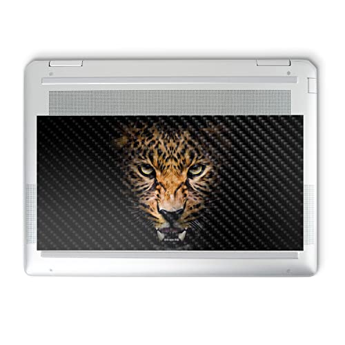 Image of MightySkins Carbon Fiber Skin Compatible with HP Spectre x360 14 inch (2022) Full Wrap Kit - Leopard Face | Protective, Durable Textured Carbon Fiber Finish | Easy to Apply | Made in The USA