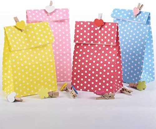 Miniatura 4 de ADIDO EVA Bolsas de regalo de papel de lunares con diseño de arcoíris, mini bolsas de regalo para recuerdos de fiesta, cumpleaños de niños, bodas