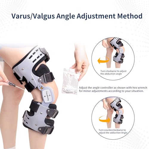 OA Unloader Hinged Knee Brace Support for Osteoarthritis, Rheumatoid Arthritis, Joint Pain | One Size Knee Brace with side stabilizers, Adjustable knee hinged brace (Grey, Left)