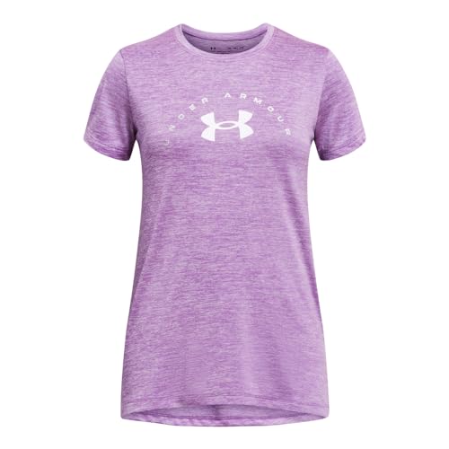 Under Armour Tech Twist Arch Big Logo Short-Sleeve Crew Neck T-Shirt, (561) Provence Viola/Bianco, X-Small Bambine e Ragazze