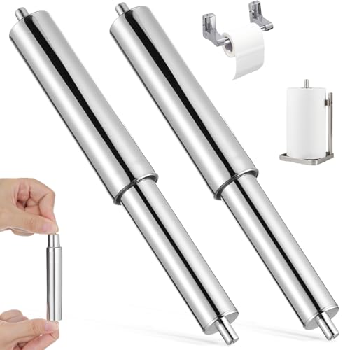 jojofuny 2 Stück Toilettenpapierhalter Rolle Ersatz - Verchromte Klopapierhalter Stange (11,5-16,5 cm) - Universelle Ersatzspindel für Badezimmer & WC - Silberne Toilettenpapierstange mit Feder