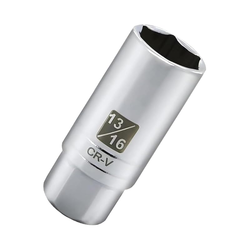 Soquete Magnético para Vela de Ignição QEUOBUE, Encaixe de 9,5 mm (3/8 pol.), 6 Pontas, 13/16 pol. (20,6 mm), 1 unidade