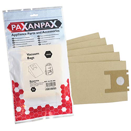Paxanpax VB080, Lot de 5 Sacs en Papier compatibles Rowenta 'ZR455' Tonixo Series