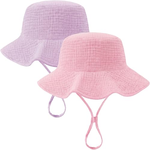 Image of Muslin Baby Sun Hat Sun Protection Baby Toddler Bucket Hats for Boys Girls