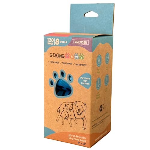 Image of Dog Poop Bags - 20% Donated to Animal Rescue - 9 inch x 13 inch Extra Thick & Strong Leak Proof Dog Waste Bags - Lavender Dog Refill Bags - 120 Bags Per Pack
