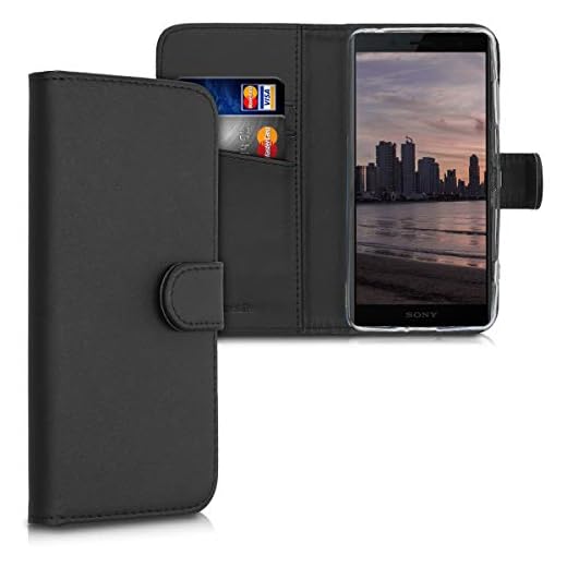 kwmobile Fodral kompatibelt med Sony Xperia XZ2 Compact - Plånboksfodral PU-läder telefonskydd med korthållare platser - svart