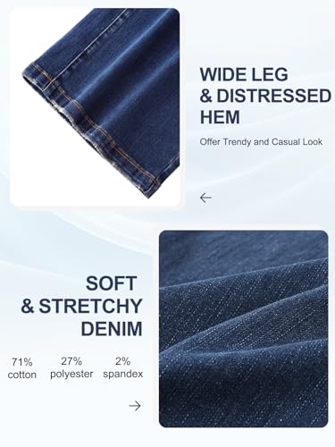 Wide Leg Capri Jeans for Women, Pull on High Waisted Trendy Stretchy Straight Leg Baggy Cropped Tummy Control Jeans4