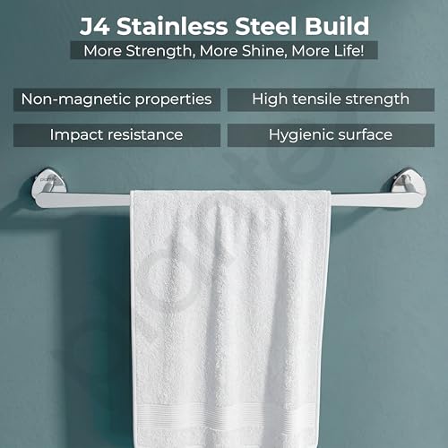 Image of Plantex J4 Stainless Steel Towel Holder in Bathroom /Cloth Hanger for Bathroom /24 Inch Single Towel Rod /Bathroom Accessories (Chrome Finish) Angel