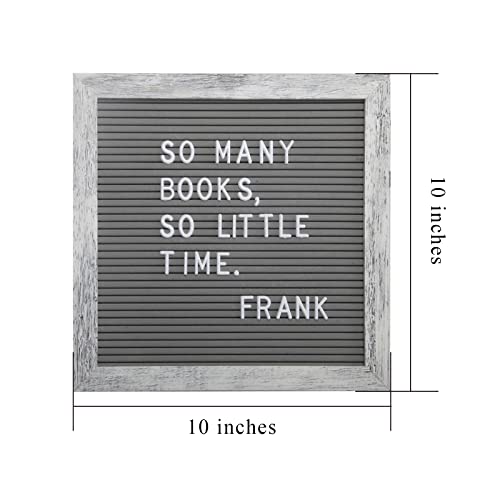 C Crystal Lemon Letter Board, Felt Letter Board, 10X10 Inches, Changeable Wooden Message Board Sign, Wood Frame, Wall Mount, With Display Stand (Rustic Gray) #TOP1