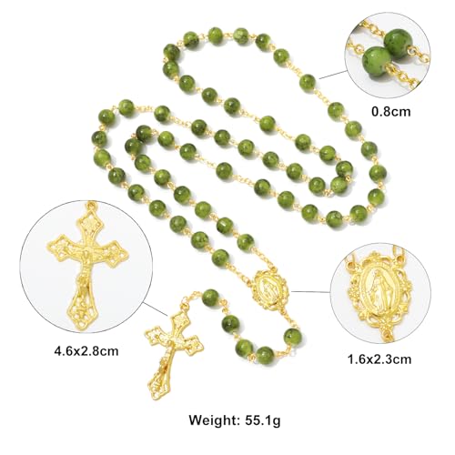 KOMI Rosary Beads Catholic for Women Gemstone Rosary Beads Necklace with Crucifix Cross Crystal Pearl Rosary Rosarios Catolicos Catholic Gifts3